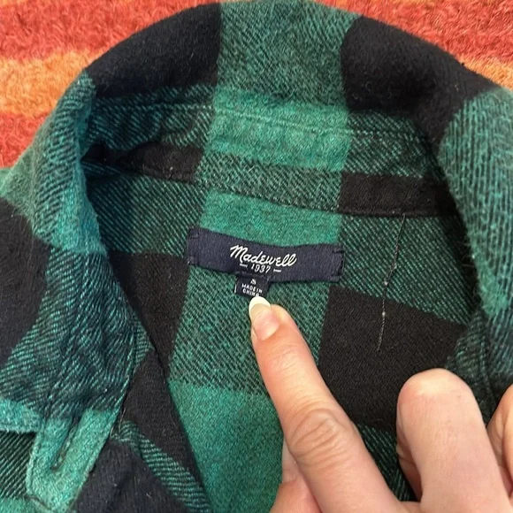 💚 MADEWELL Sunday Flannel *with Pockets!* in Green Buffalo Plaid, Size S… - Picture 2 of 11